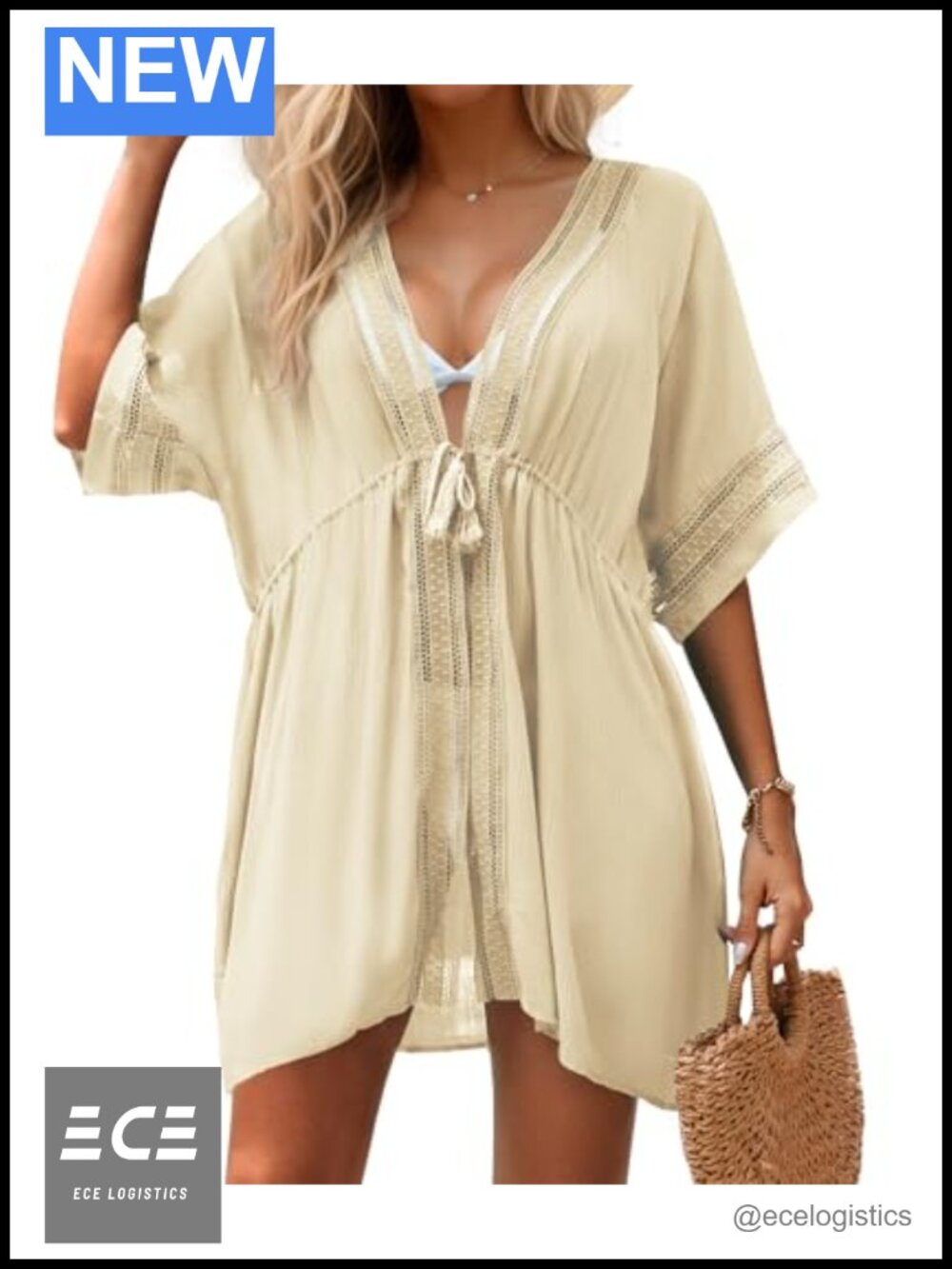Women Swimsuit Cover Up Beach Open Front Coverups Drawstring